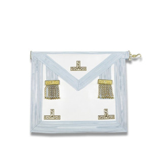 WORSHIPFUL MASTER APRON RECTIFIED SCOTTISH RITE (R.S.R) LEATHER, GOLDEN PENDANTS 3 GOLDEN TAU SYMBOLS