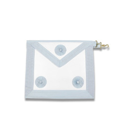 TABLIER MAÎTRE RITE ÉCOSSAIS RECTIFIÉ EN CUIR 3 COCARDES BLEU PÂLE