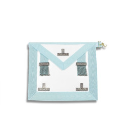 WORSHIPFUL MASTER PAST MASTER APRON EMULATION RITE LEATHER 3 SILVER TAUS & 2 SILVER PENDANTS