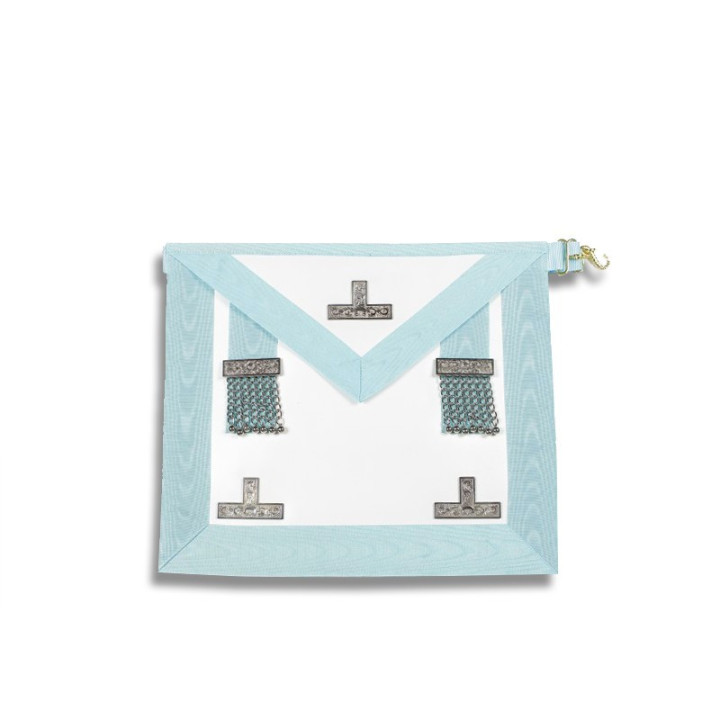 WORSHIPFUL MASTER PAST MASTER APRON EMULATION RITE LEATHER 3 SILVER TAUS & 2 SILVER PENDANTS