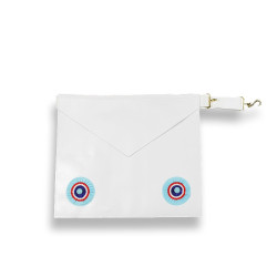 FELLOWCRAFT APRON EMULATION RITE LEATHER WITH TWO TRICOLORED ROSETTES