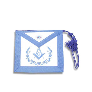 TABLIER MAÎTRE YORK EN CUIR POCHE GROS GRAIN BLEU YALE