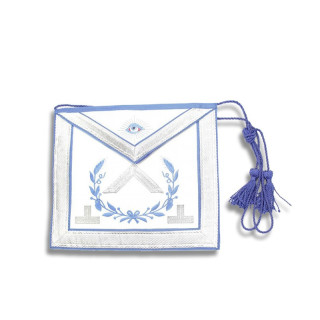 YORK PAST MASTER IMMEDIATE & PAST MASTER APRON LEATHER YALE BLUE EYE & 2 SILVER METAL TAUS EMBROIDERED COMPASS SQUARE SUN & VINE