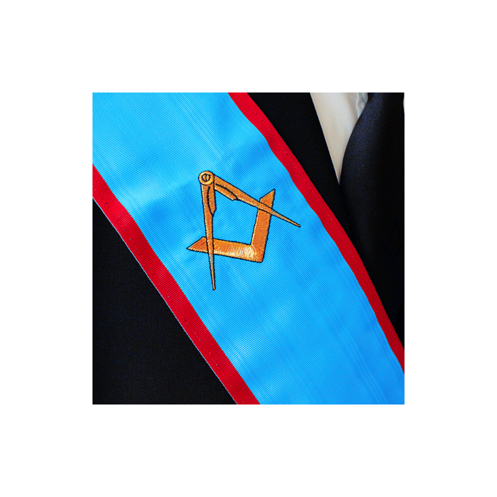 MASTER AASR SASH EMBROIDERED WITH SQUARE AND COMPASSES WITH JEWEL