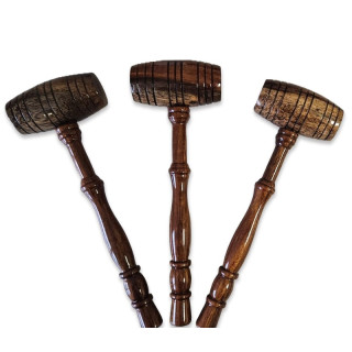 SET OF 3 BARREL-STYLE GAVELS AASR / RSR – LARGE MODEL – VARNISHED WOOD