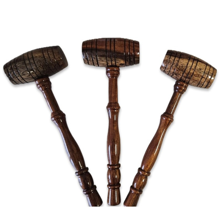 SET OF 3 BARREL-STYLE GAVELS AASR / RSR – LARGE MODEL – VARNISHED WOOD