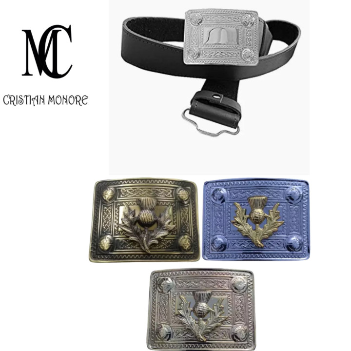 SCOTTISH KILT BELT WITH THISTLE BUCKLE