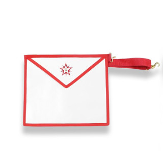 FELLOWCRAFT APRON AASR LEATHER RED EDGE EMBROIDERED FLAMING STAR
